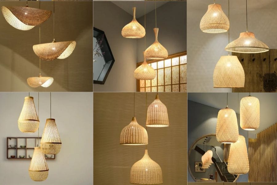 Đèn mây tre đan