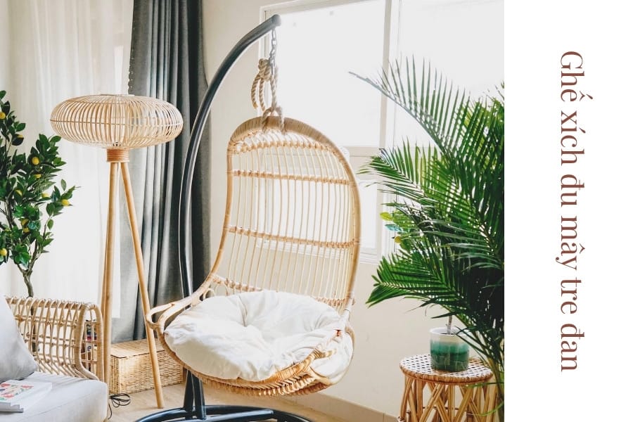 Ghế xích đu mây tre đan