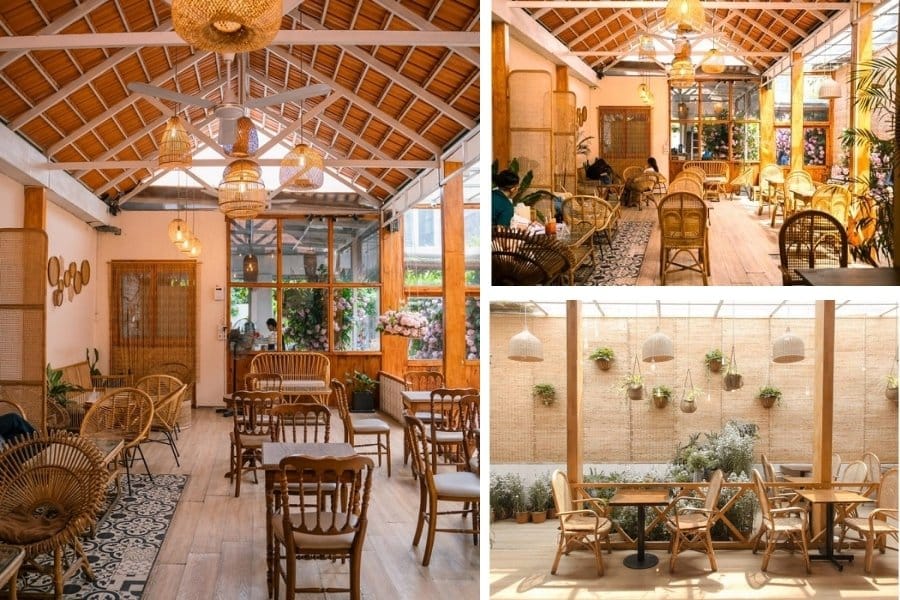 Khóm Coffee & Tea - Quán cà phê nổi bật với mây tre dan decor