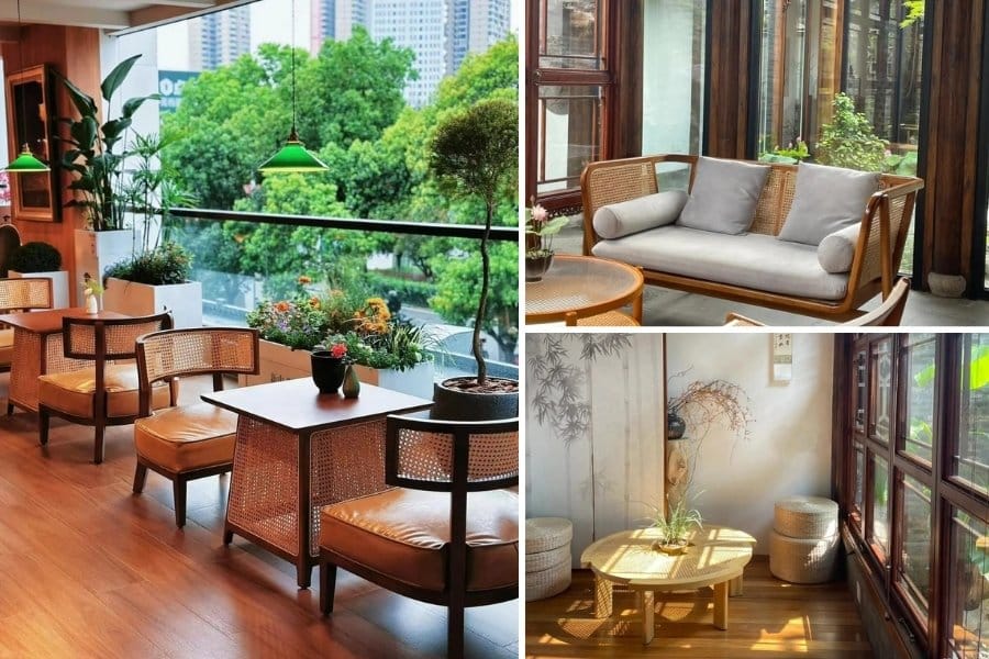 Mây tre đan được dùng làm nội thất bàn ghế