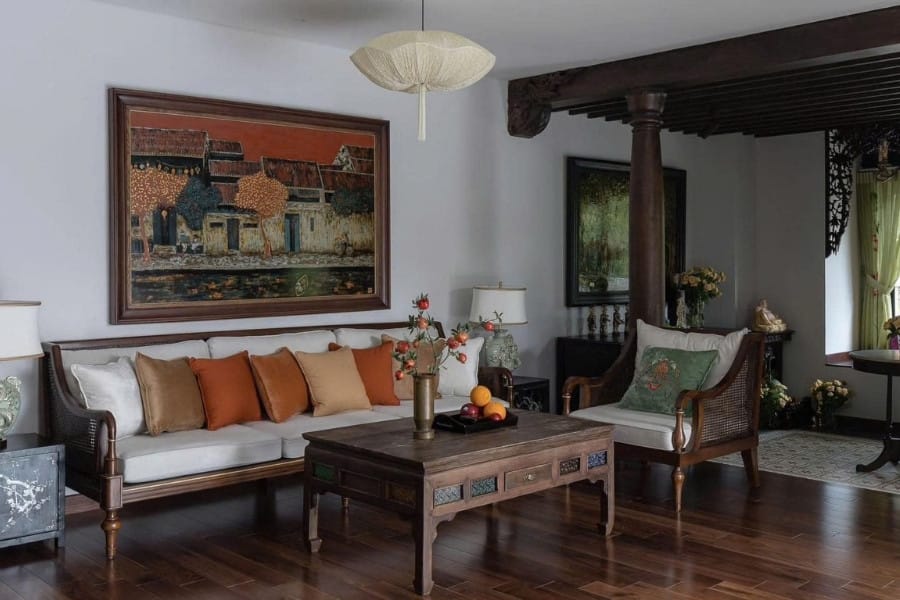 Nội thất mây tre đan trong phòng khách