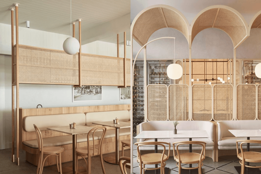 Ứng dụng thực tế của tấm mây tre đan Hà Nội tại quán cà phê