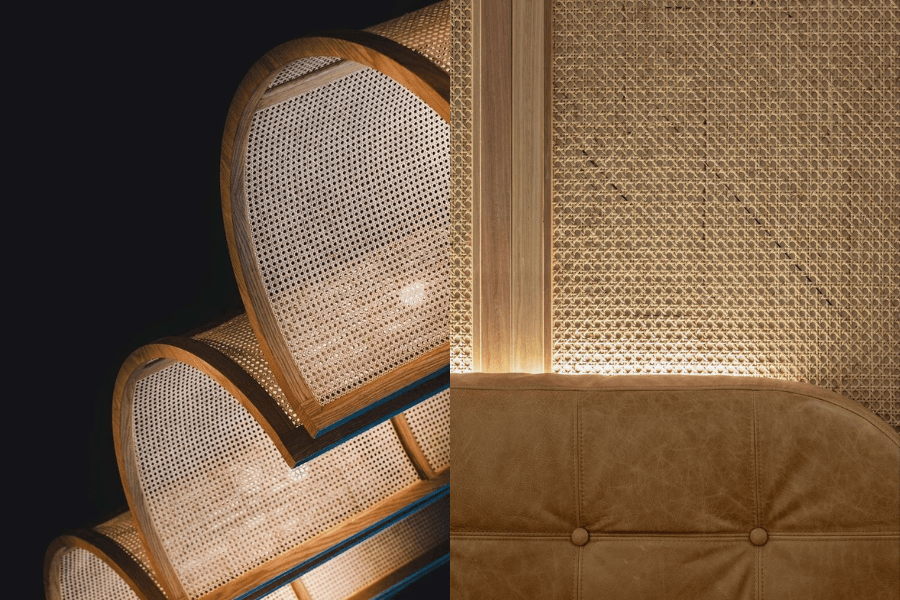 Mây tre đan kết hợp cùng đèn led