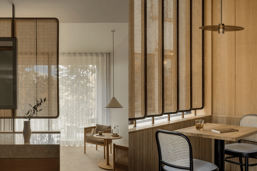 Tấm mây mắt cáo làm vách ngăn