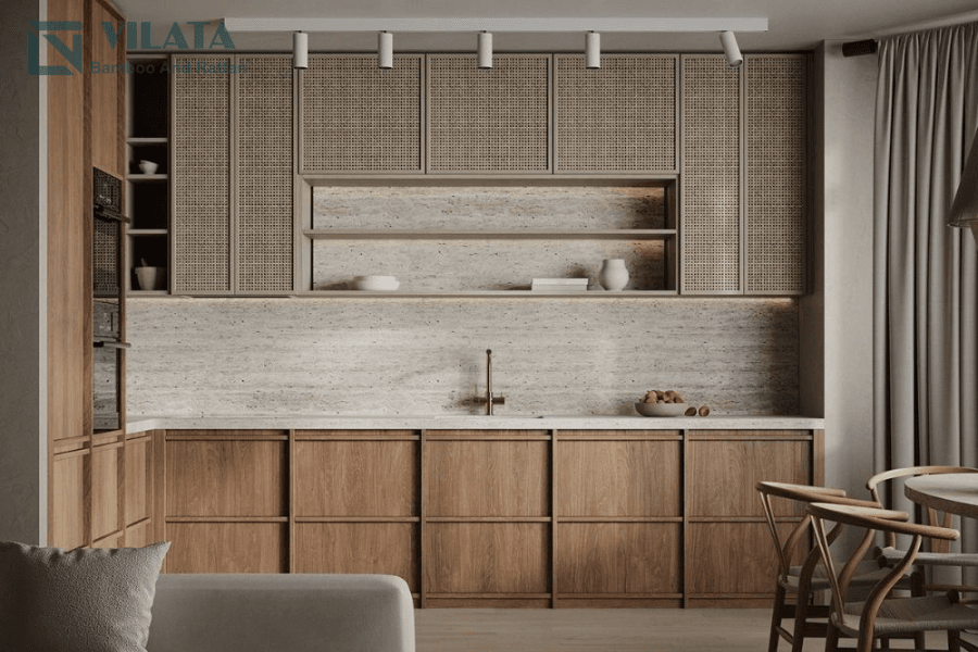 Mây nhựa acrylic kết hợp cùng gỗ công nghiệp