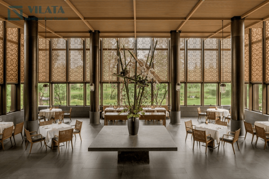 Trần mây tre đan được sử dụng nhiều trong thiết kế hiện nay