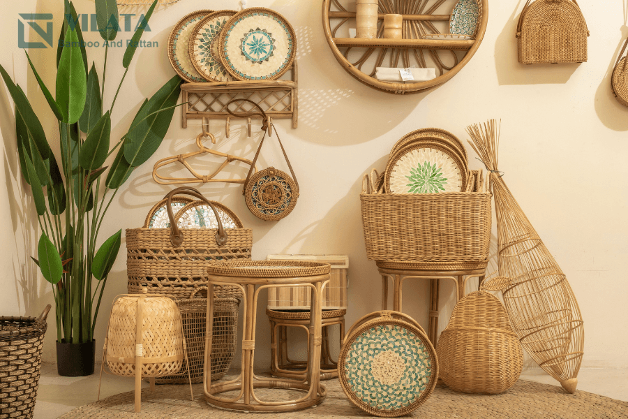 Mây tre lá ứng dụng nhiều trong các sản phẩm nội thất