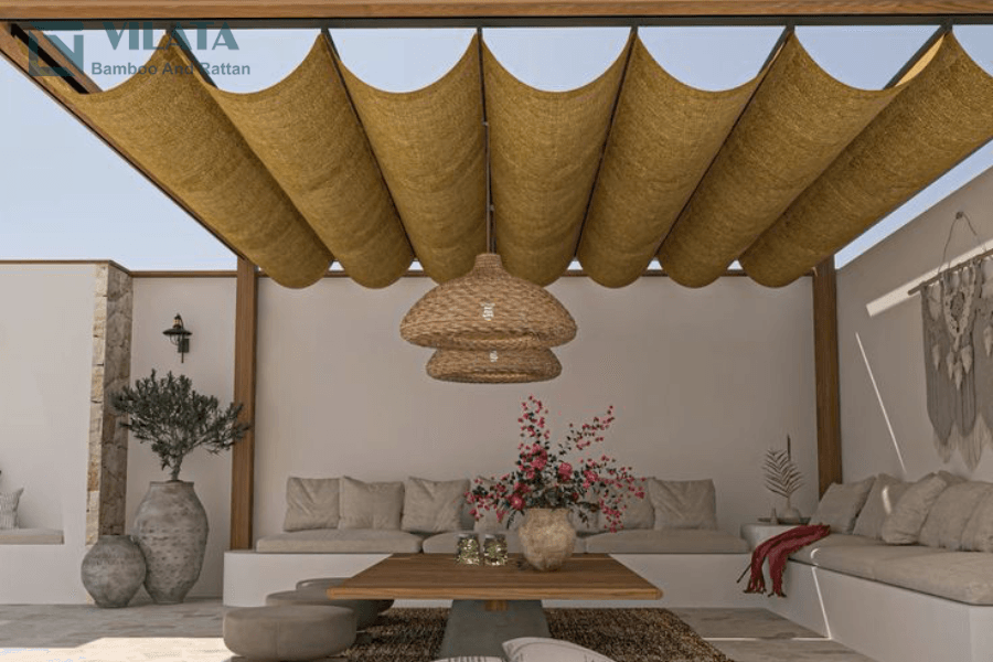 Trần che ngoài trời sử dụng vải bố 