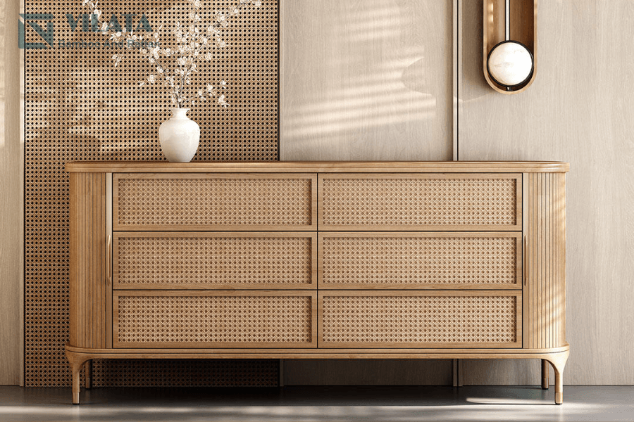 Sử dụng map mây tre đan thiết kế đồ nội thất