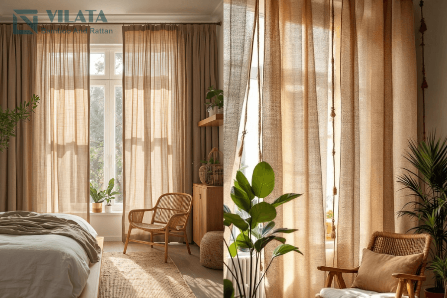 Rèm cửa vải bố dày tạo vẻ đẹp ánh nắng độc đáo