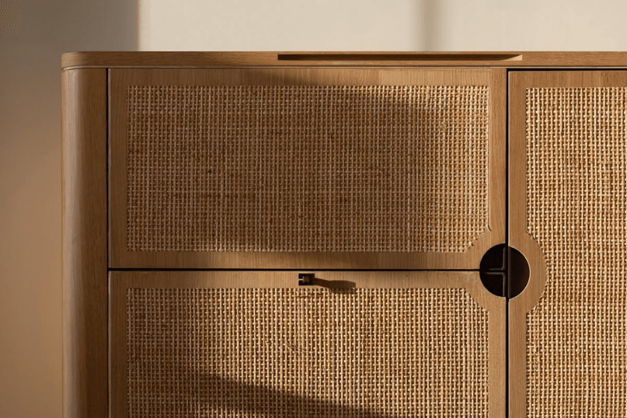 Khung mây tre đan kết hợp cùng khung gỗ công nghiệp